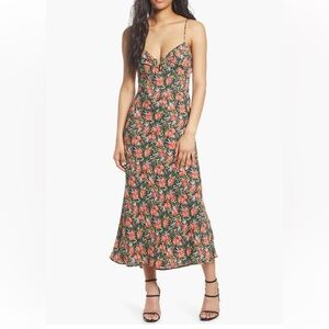 Chic Floral Midi Dress with Spaghetti Straps